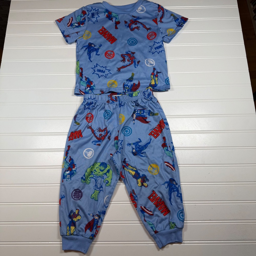 Marvel Avengers Toddler Boys Pajama Set 2T Blue Spider-Man Hulk Thor MV246BSLSC‎